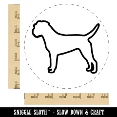 Border Terrier Dog Outline Self-Inking Rubber Stamp for Stamping Crafting Planners Blue