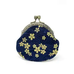 Wrapables Stylish Decorative Coin Purse, Clasp Wallet Navy Blossoms