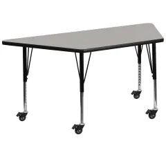 Emma and Oliver Mobile 22.5x45 Trapezoid HP Laminate Preschool Activity Table Gray
