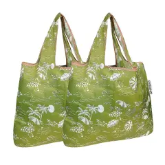Wrapables Foldable Tote Nylon Reusable Grocery Bag (Set of 2) Green Paradise