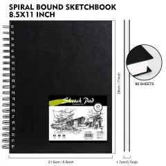 8.5"x11" Hardbound Sketch Book, Double-Sided Hardcover Sketchbook, Spiral Sketch Pad, Durable Acid Free Drawing Art Paper for Kids & Adults