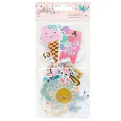 Pebbles Cool Girl Ephemera Die-Cuts 74/Pkg-Icons, Gold Foil