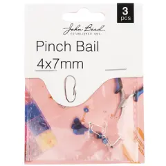 John Bead Pinch Bail 4x7mm 3/Pkg-Silver