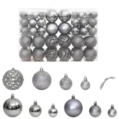 Christmas Baubles 100 pcs1.2" / 1.6" / 2.4" Gray