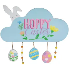 Northlight Hoppy Easter Wooden Wall Sign with Bunny and Eggs - 15.75" Multi