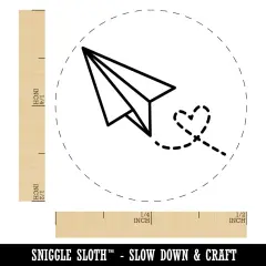 Paper Airplane with Heart Self-Inking Rubber Stamp for Stamping Crafting Planners Pink