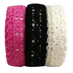 Wrapables Decorative Lace Tape (Set of 3) Pink, Black, White