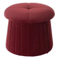 Modern Tufted Velvet Mushroom Shape Storage Ottoman Storage Stool Trunk Red