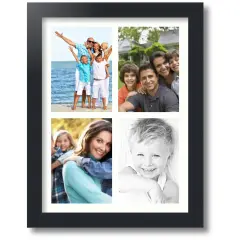 ArtToFrames Collage Photo Picture Frame with 4 - 5x7 inch Openings, Framed in Black with Over 62 Mat Color Options and Regular Glass (CSM-3926-2153)