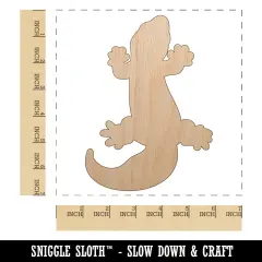 Chubby Leopard Gecko Lizard Unfinished Wood Shape Piece Cutout for DIY Craft Projects