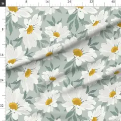 Various Fabrics by the Yard or Fat Quarter Mint Green Floral Garden Daisy Botanical Spring Party Modern Large Scale Custom Printed Fabric by Spoonflower