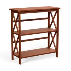 3-Tier Multi-Functional Storage Shelf Units Wooden Open Bookcase and Bookshelf Natural