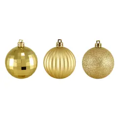 Northlight Shatterproof 3-Finish Christmas Ball Ornaments - 2.5" (60mm) - Vegas Gold- 100ct