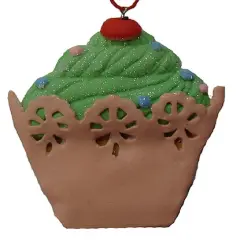 Roman 4" Brown and Green Sweet Memories Cupcake with Cherry on Top Christmas Ornament