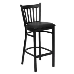 Emma and Oliver Vertical Back Metal Restaurant Dining Barstool BlackVYL/BlackMetal