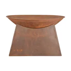 Esschert Design 22" Brown Solid Rustic Finish Outdoor Patio Garden Fire Bowl with Stand