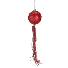 Allstate Red Glittered Christmas Ball Ornament with Tassels and Beads 12" (304.8mm)