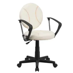 Emma and Oliver Sports Swivel Task Office Chair with Arms Brown and Cream