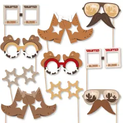 Big Dot of Happiness Western Hoedown Glasses and Masks - Paper Card Stock Wild West Cowboy Party Photo Booth Props Kit - 10 Count