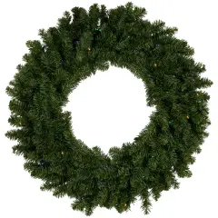Northlight Pre-Lit Battery Operated Canadian Pine Christmas Wreath - 30" - Multi-Color LED Lights Green
