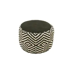 Kaemingk 19" Basic Luxury Black and White Woven Diamond Footrest Ottoman