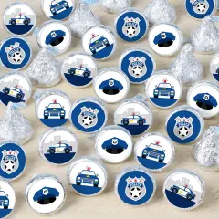 Big Dot of Happiness Calling All Units - Police - Cop Birthday Party or Baby Shower Small Round Candy Stickers - Party Favor Labels - 324 Count