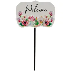 Northlight Floral Welcome Outdoor Yard Metal Garden Stake - 8" - White
