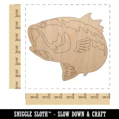 Largemouth Bass Fish Fishing Unfinished Wood Shape Piece Cutout for DIY Craft Projects