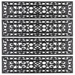 Decorative Scrollwork Design Rubber Stairs Anti-Slip Tread Mat Carpet, Set of 4