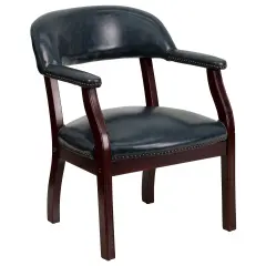 Emma and Oliver Conference Chair with Accent Nail Trim Navy Vinyl