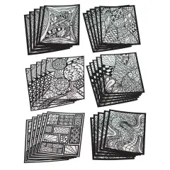 S&S Worldwide Abstract Velvet Art Posters, 5 each of 6 Designs, Designs to Appeal To Everyone, Kids, Adults, Boys, Girls, Color With Markers or Colored Pencils, 8" x 10" Cardstock, Pack of 30.