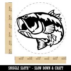 Largemouth Bass Fish Fishing Self-Inking Rubber Stamp for Stamping Crafting Planners Black