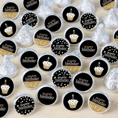 Big Dot of Happiness Adult Happy Birthday - Gold - Birthday Party Small Round Candy Stickers - Party Favor Labels - 324 Count