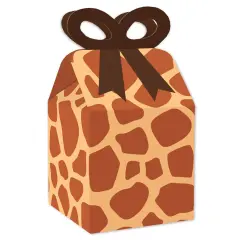 Big Dot of Happiness Giraffe Print - Square Favor Gift Boxes - Safari Party Bow Boxes - Set of 12