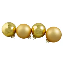 Northlight 2-Finish Christmas Ball Glass Ornaments - 4" (100mm) - Gold - 4ct