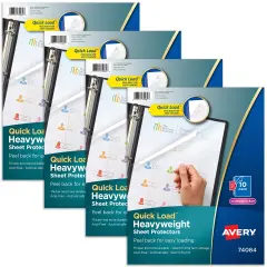 Avery Diamond Clear Page Protectors for 3 Ring Binders, 10 Document Protectors Per Pack, 4 Packs, 40 Protectors Total (74084)