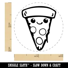 Cute Kawaii Pepperoni Pizza Self-Inking Rubber Stamp for Stamping Crafting Planners Black