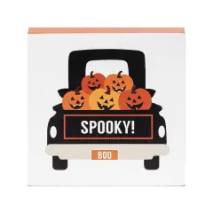 5" Pumpkin "Spooky!" Truck Halloween Shelf Sitter Decoration