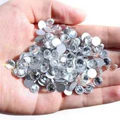 144 Pieces SS40 / 8mm Clear Crystal Flat Back Brilliant Round Rhinestones Glass Stones Glitter Gems Transparent Faux Diamond (Clear)