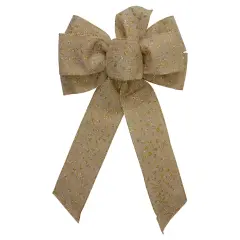 Northlight Glittered Polka Dots 6-Loop Burlap Christmas Bow Decoration - 9" x 14" Brown