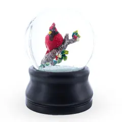 Red Cardinal on a Branch Musical Water Snow Globe