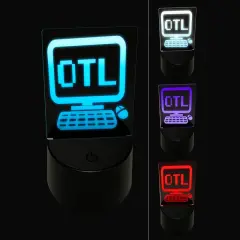 OTL Despair Kawaii Computer Face Emoticon 3D Illusion LED Night Light Sign Nightstand Desk Lamp