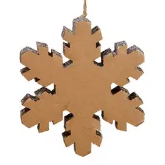 Allstate 10" Country Rustic Silver Glittered Snowflake Christmas Ornament Brown