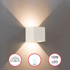 Modern Wall Sconce LED Waterproof Wall Lamp Aluminum with Adjustable Beam 10-Watt 4000K Cool White Indoor Outdoor for Bathroom Bedroom Corridor Living Room Stairs and Garden Single White