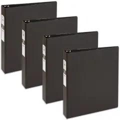 Avery Economy 3 Ring Binder, 1-1/2 Inch Round Rings, 4 Black Binders (03401)