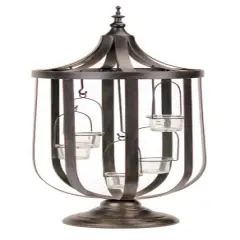 Melrose 27" Antique-Style Bronze Birdcage Glass Votive Candle Holder