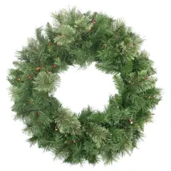 Northlight Pre-Lit Mixed Cashmere Pine Artificial Christmas Wreath - 24" - Multi Lights Green