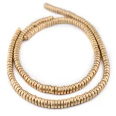 The Bead Chest Gold Disk Natural Wood Beads (4x8mm): Organic Eco-Friendly Wooden Bead Strand for DIY Jewelry, Crafts, Necklace and Bracelet Making