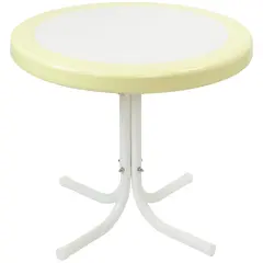 Northlight 22" Outdoor Retro Tulip Steel Side Table, Yellow and White