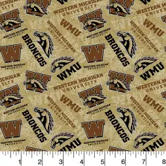 Sykel Enterprises-Western Michigan University Cotton Fabric-WMU Broncos Tone On Tone Cotton Quilting Fabric